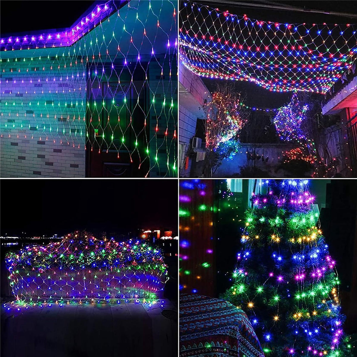 Garden Net Lights- Battery Operated 672 LED Waterproof Net Mesh Lights with 8 Modes- 6x4M Fairy String Lights for Outdoor Indoor Christmas Tree- Bush- Backyard- Garden- Party Décor.