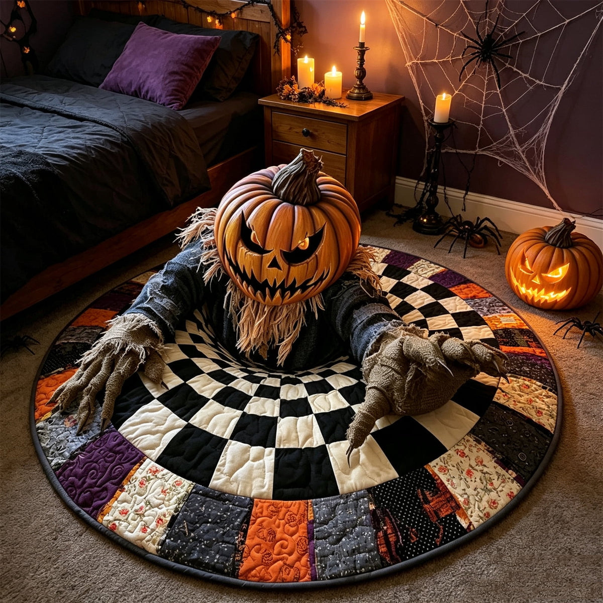 ZJNGJC 3D Circular Halloween Doormat Whimsy Charm Indoor Decoration Weird Space Adding Festive Welcome Mat For Entryway D