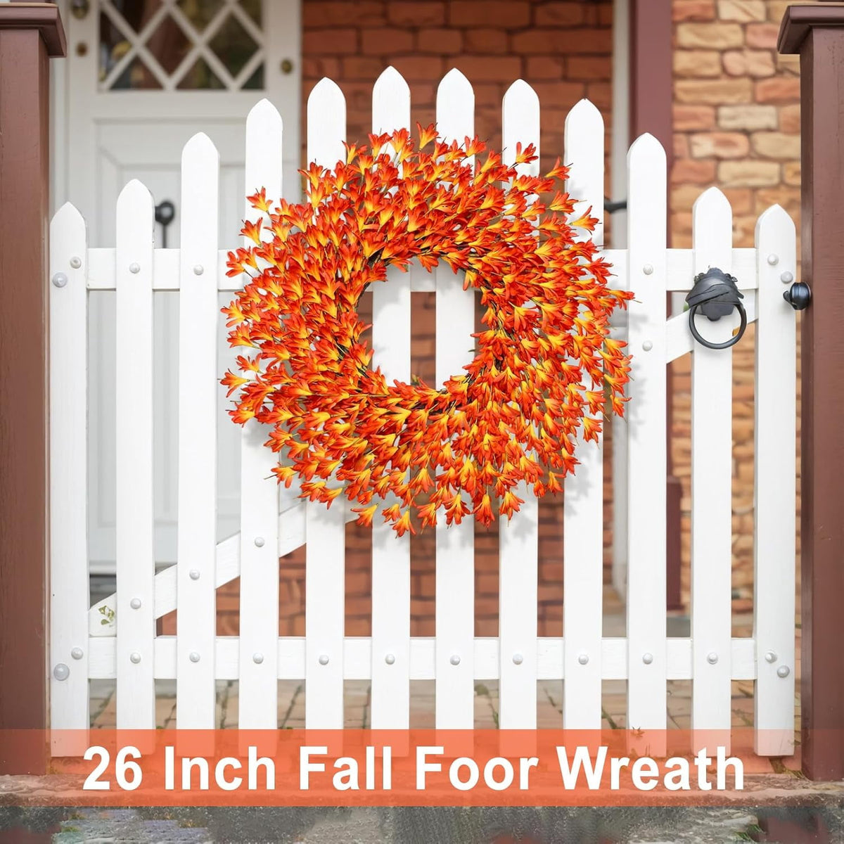 26 Inch Realistic Fall Wreaths for Front Door Outside Autumn Wreath Outdoor Indoors Fall Decorations for Home Thanksgiving Halloween Holiday Decorations Clearance for Wall Porch Door (Wine Red)