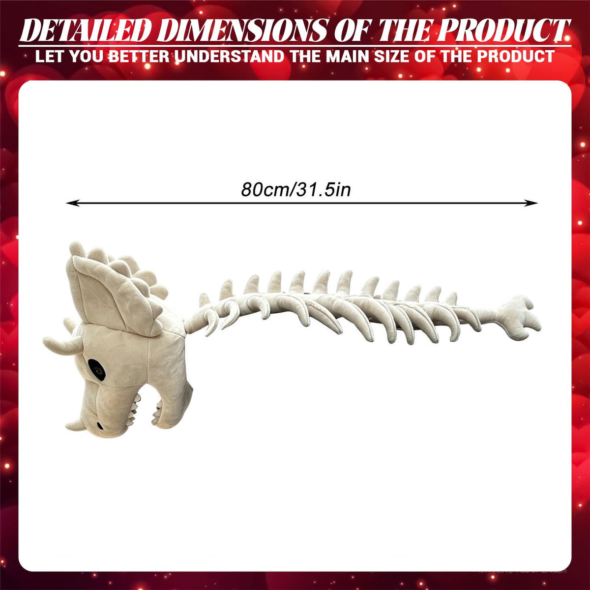 1 Pc Realistic Dinosaur Skeleton Costume Set Headpiece and Spine Dinosaurs Fossil Jumpsuit Stuffed for Halloween, Perfect Holiday Gift Halloween Gift Birthday Gift, 31.5 Inch, White Musical Style
