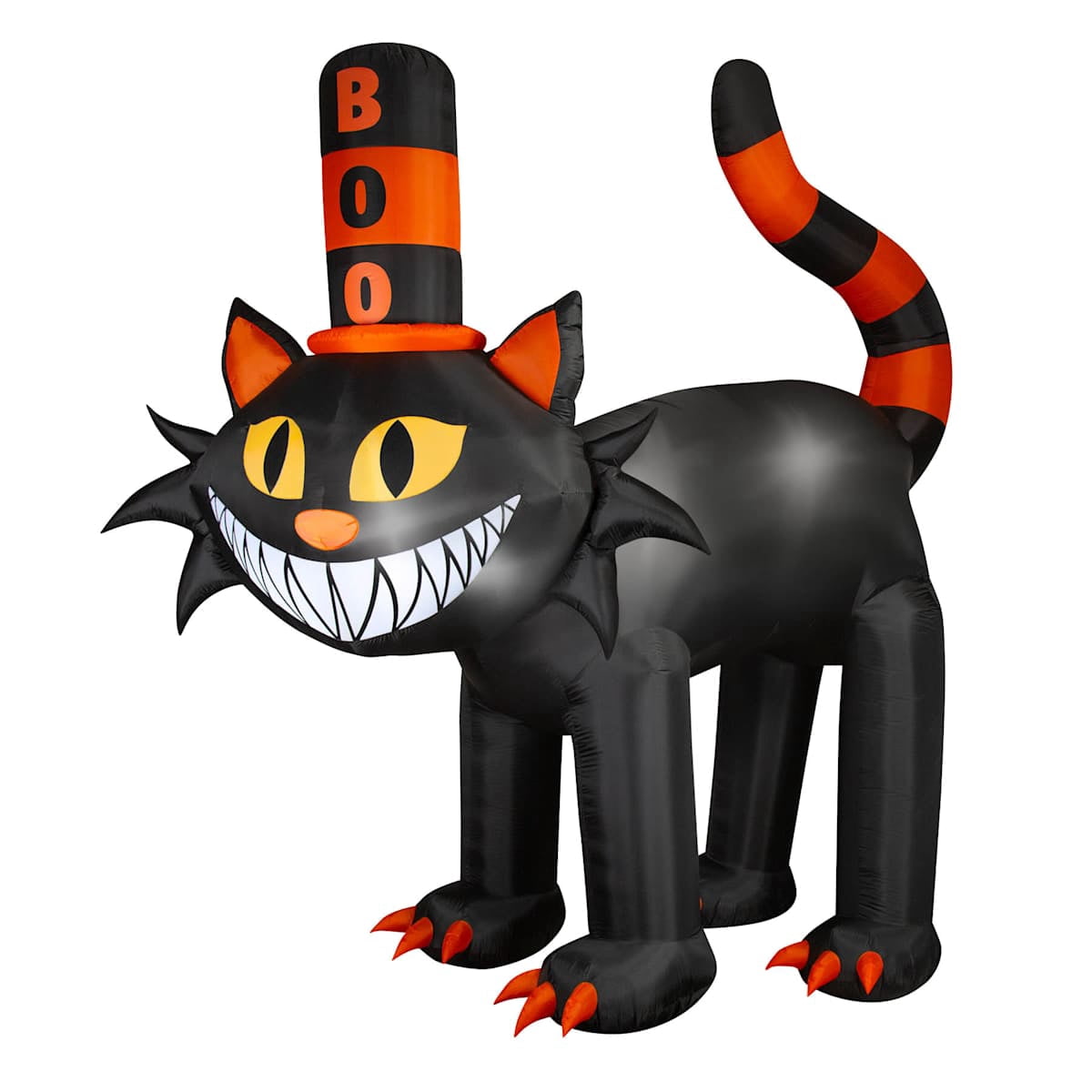 12ft Giant Black Cat With 'Boo' Tophat Halloween Inflatable