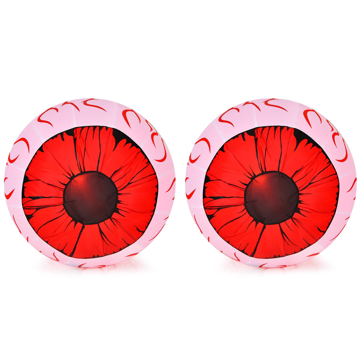 Gymax 2-Pack Inflatable Halloween Eyeballs 3ft Yard Decoration w/ Built-in LED Lights