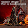 1PC Halloween Rattan Witch Hat Decor with String Lights, Cottagecore Halloween Wicker Wizard Hats Woven Witch Hat, Chic Halloween Party Supplies Home Bedroom Garden Patio Backyard Decoration