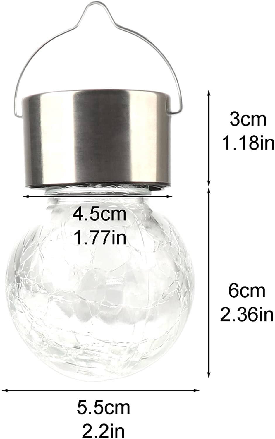 LINLIN 6 Pack Hanging Solar Light Outdoor, 3 Color Solar Powered Decorative Crackle Glass Ball Light, Waterproof Tree Hanging Outdoor Globe Lantern with Handle for Garden Yard Patio Path Party Decor