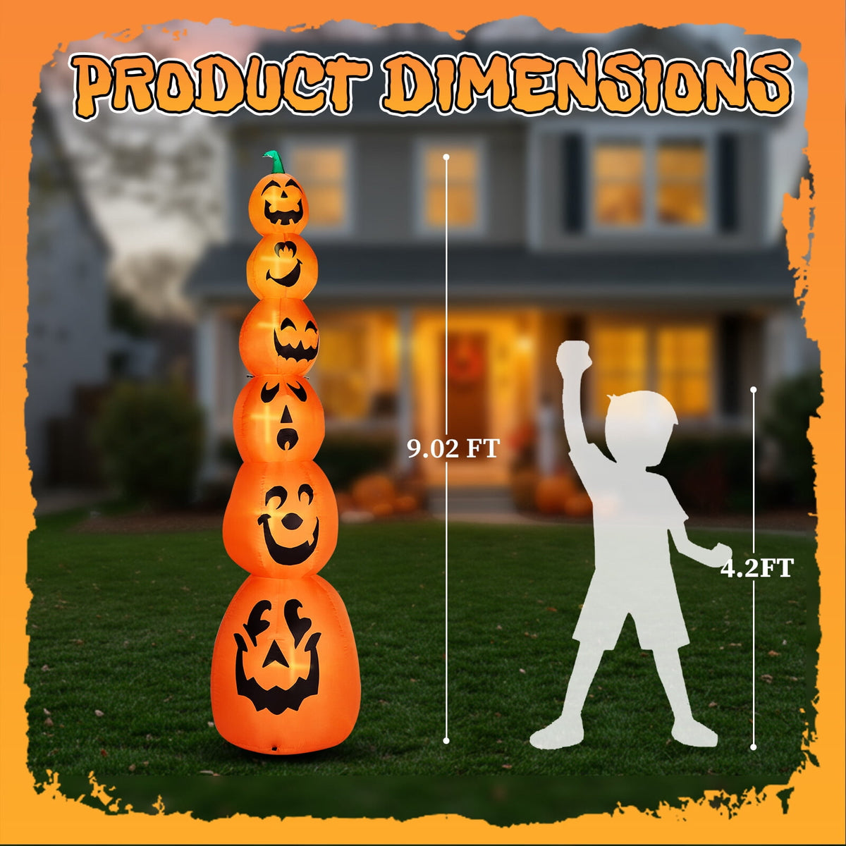 Yescom 5ft Halloween Pumpkins,Stacked Foldable,Jack O Lantern,LED Lights Party Outdoor Decorations 2026