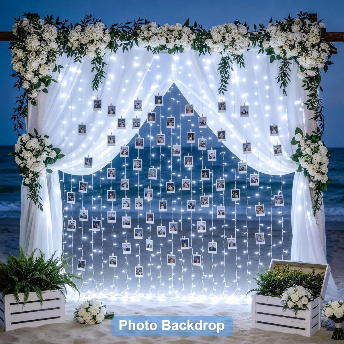 9.5x29.5ft Curtain Lights 900 LED White Indoor Outdoor Decor