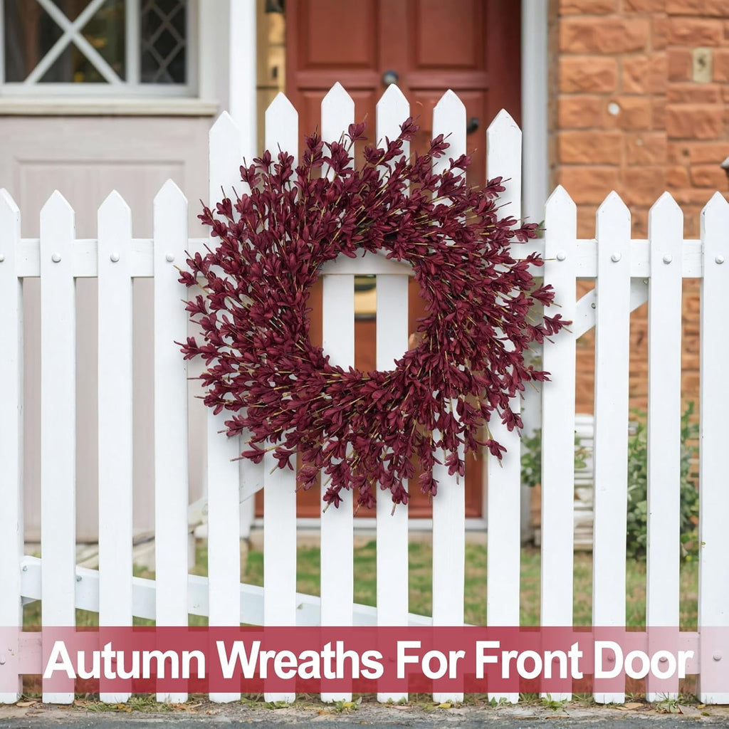 26 Inch Realistic Fall Wreaths for Front Door Outside Autumn Wreath Outdoor Indoors Fall Decorations for Home Thanksgiving Halloween Holiday Decorations Clearance for Wall Porch Door (Wheat)