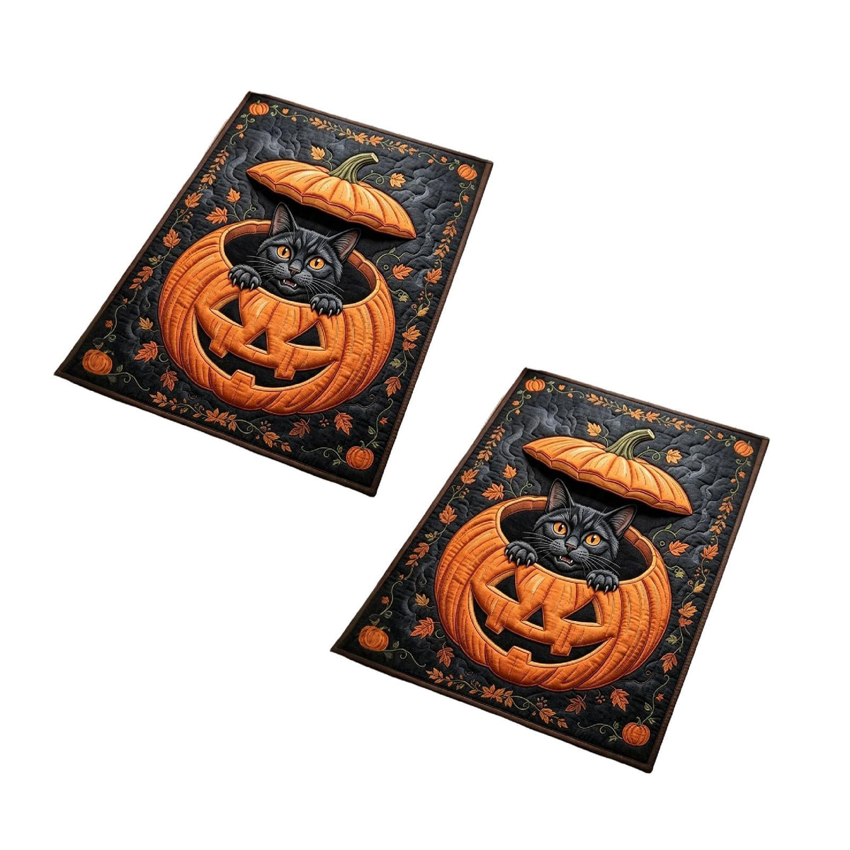2Pcs Black Cat Doormat, Halloween Autumn Leaves Area Rug, Fall Decor Soft Non-Slip Accent Mat For Living Room, Bedroom, Entryway, Indoor Outdoor Welcome Mat 2026
