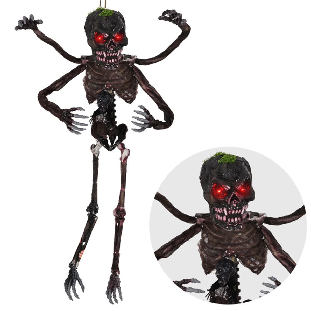 6ft Sound-Activated Halloween Skeleton Outdoor Decor with Flashing Red Eyes