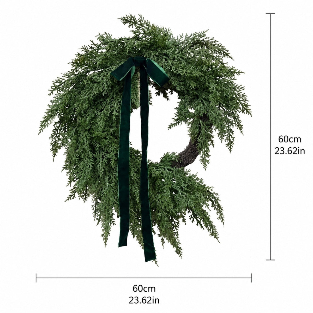 Christmas Pine Wreath, Outdoor Christmas Decorations, Xmas Door Wreath for Home, Holiday, Party, Fireplace, Mantle, Wall, Windows Decor