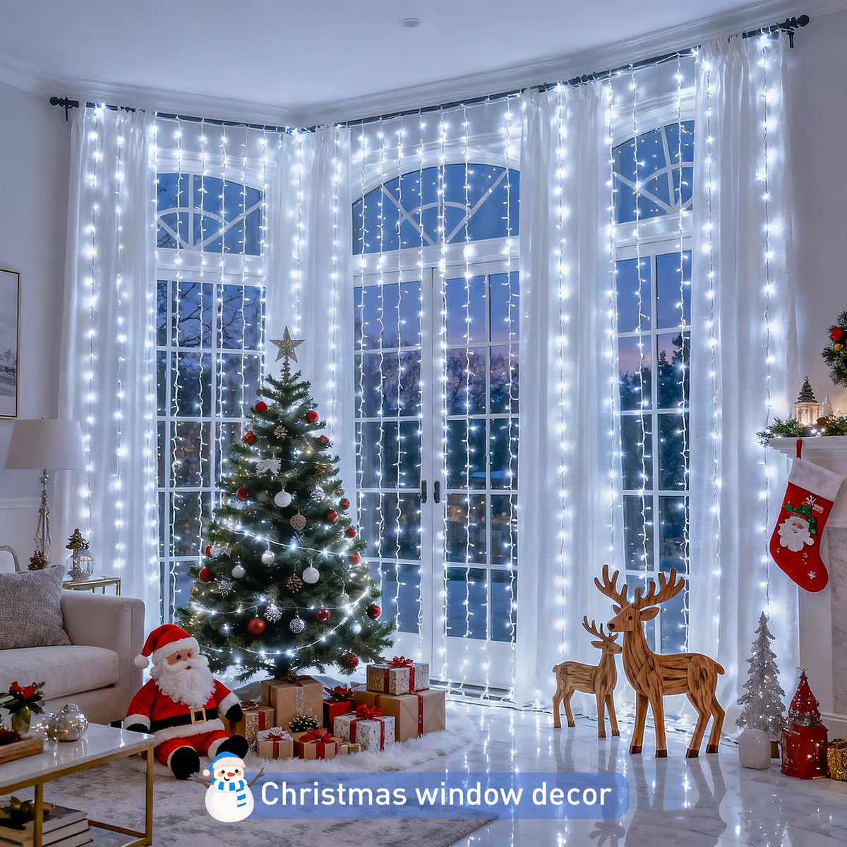 9.5x29.5ft Curtain Lights 900 LED White Indoor Outdoor Decor