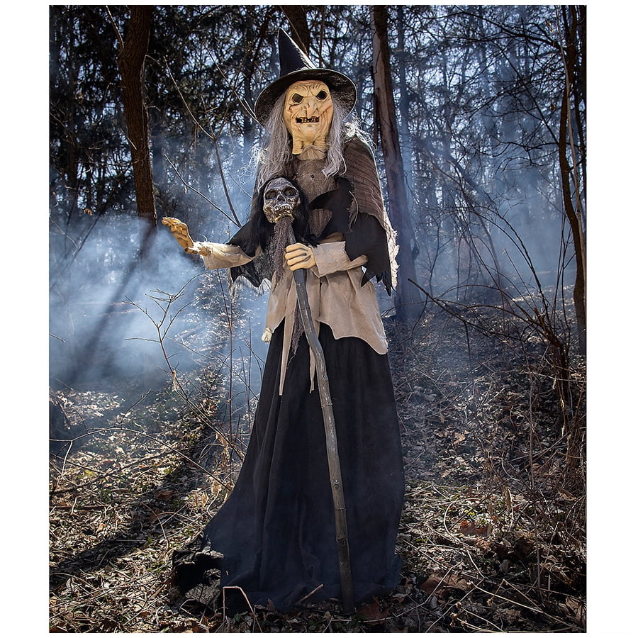 Seasonal Visions 72" Lunging Witch With Digital Eyes Halloween Decoration