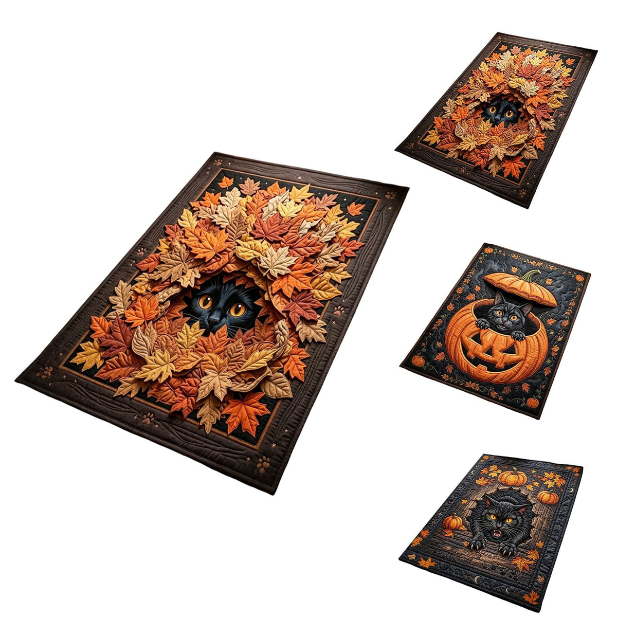 2Pcs Black Cat Doormat, Halloween Autumn Leaves Area Rug, Fall Decor Soft Non-Slip Accent Mat For Living Room, Bedroom, Entryway, Indoor Outdoor Welcome Mat 2026