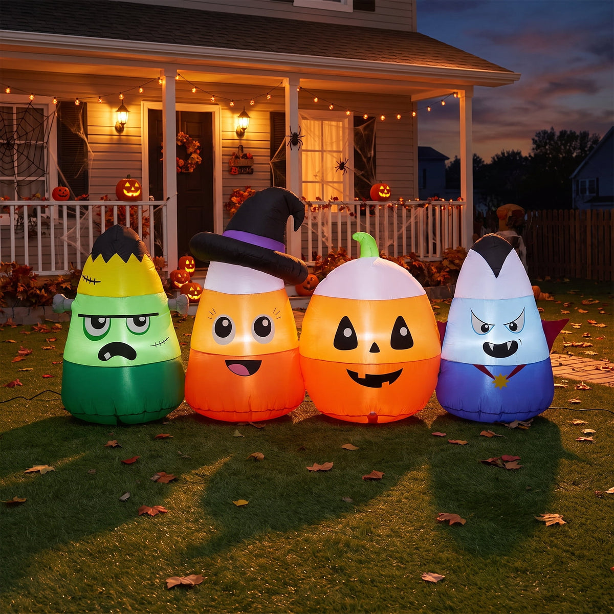 Candy Corn Characters Airblown Yard Inflatable, Multicolor, 6', Halloween by Way To Celebrate