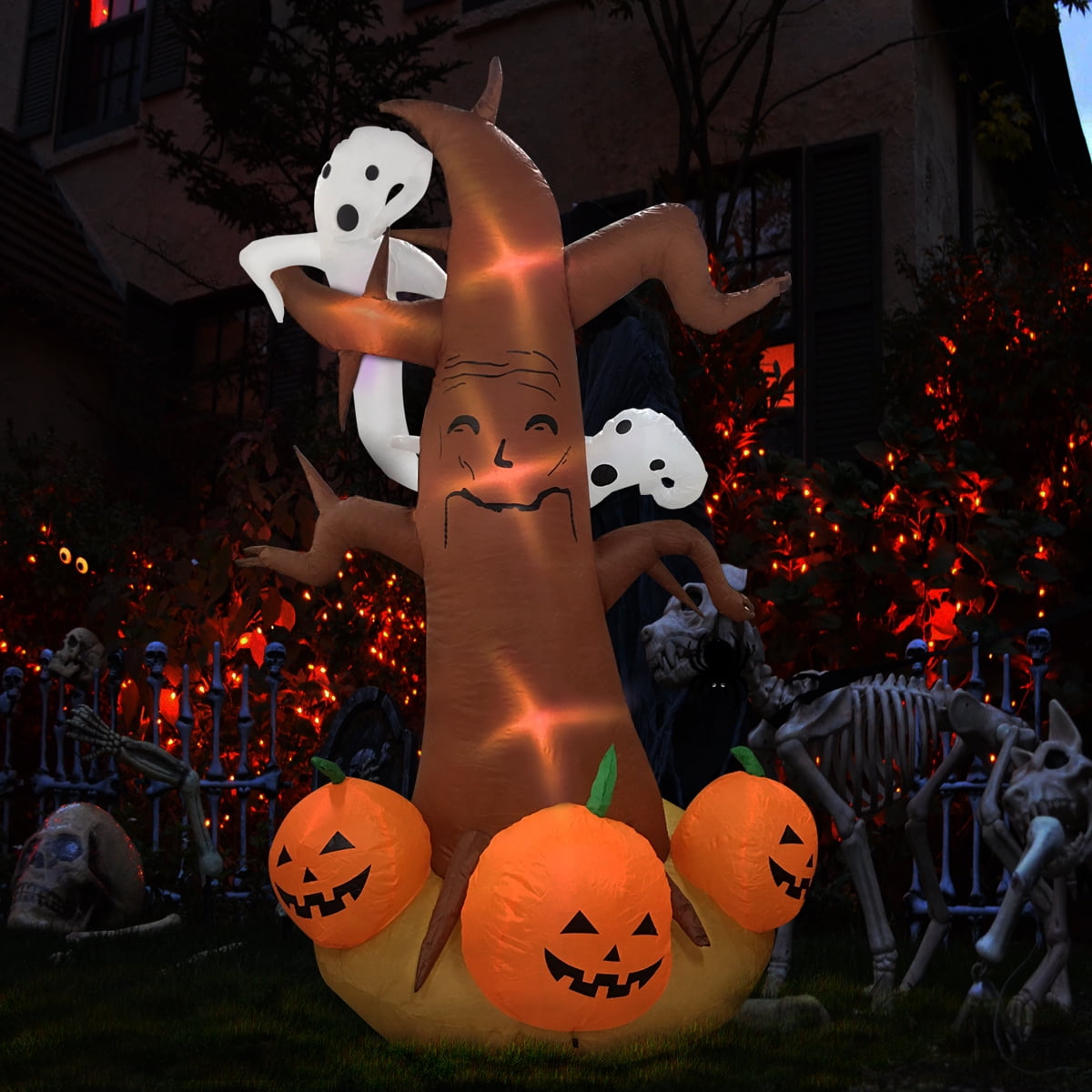 Gamexcel 8 ft Halloween Inflatable Pumpkin, Giant Lighted Jack-O'-Lantern Blow Up Yard Decoration Waterproof with LED, Blower, Stakes and Tethers