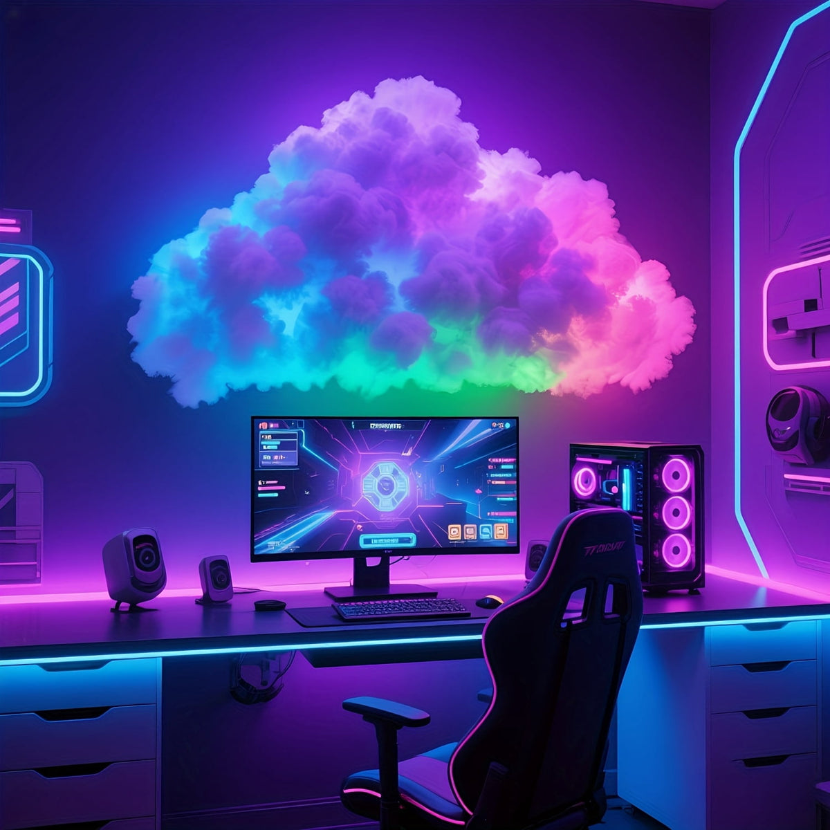 DIY 3D Thunder Cloud Lamp, Sound‑Activated Music Sync RGB Smart Light, USB‑Powered Lightning Effect Decor Light for Home, Party, Christmas, Halloween & Diwali Festival