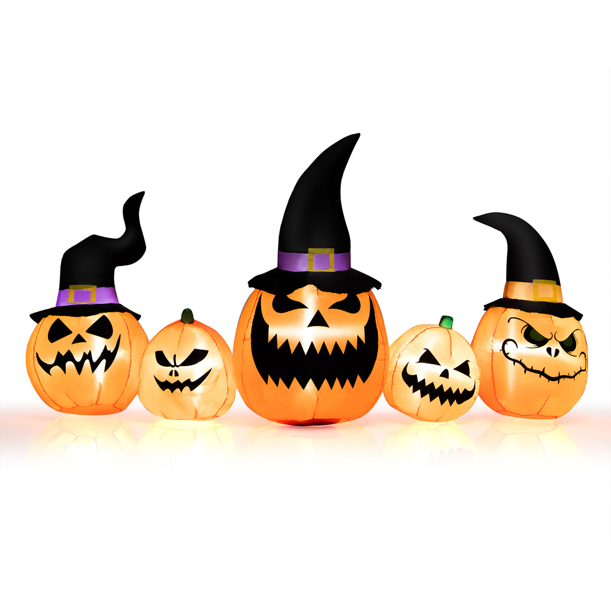Costway 8 Ft Tall Inflatable Pumpkin Family Waterproof Halloween Yard Decoration w/LED Lights