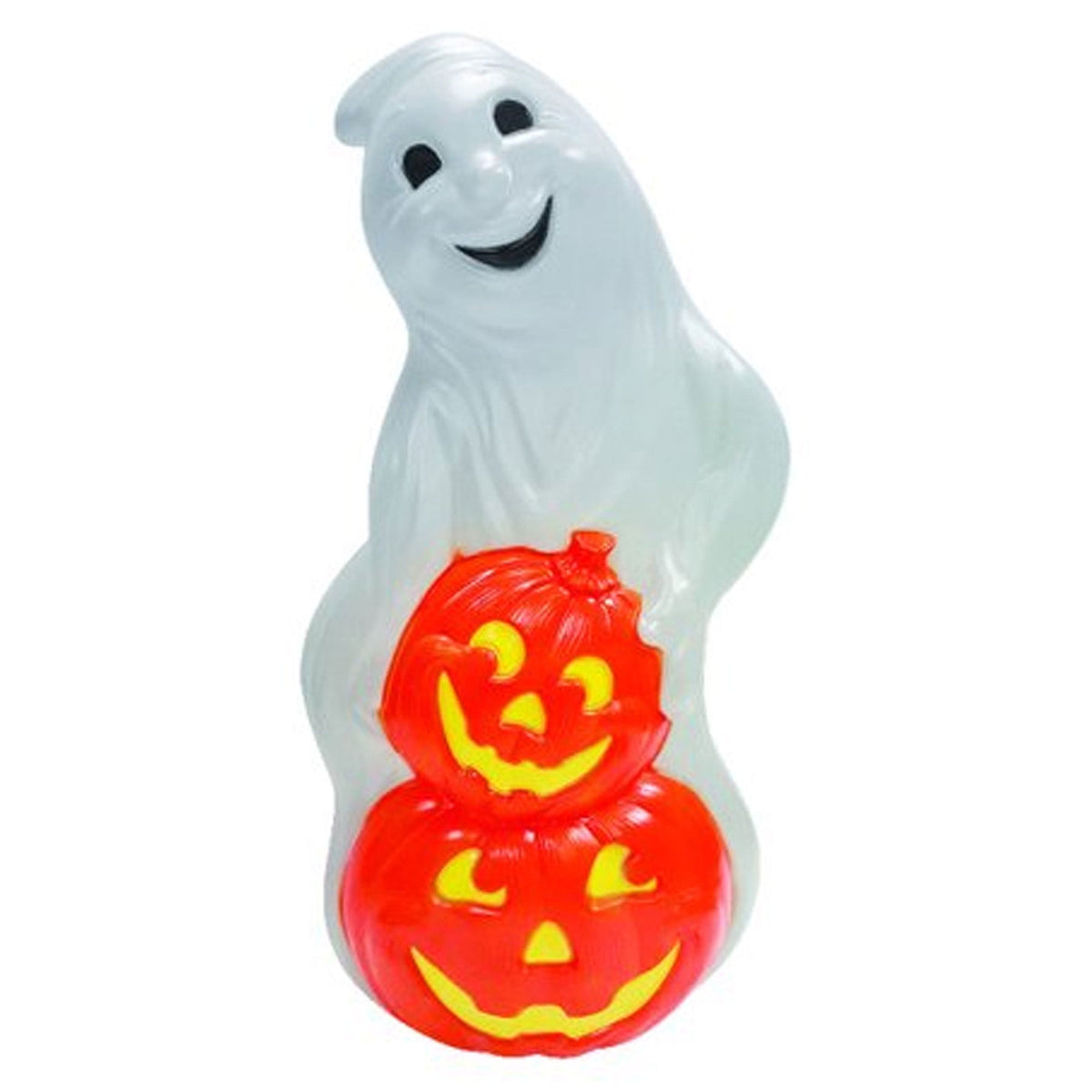 Union Products Light up Ghost and Pumpkin Halloween Decoration, Plastic, White/Orange (2 Pack)