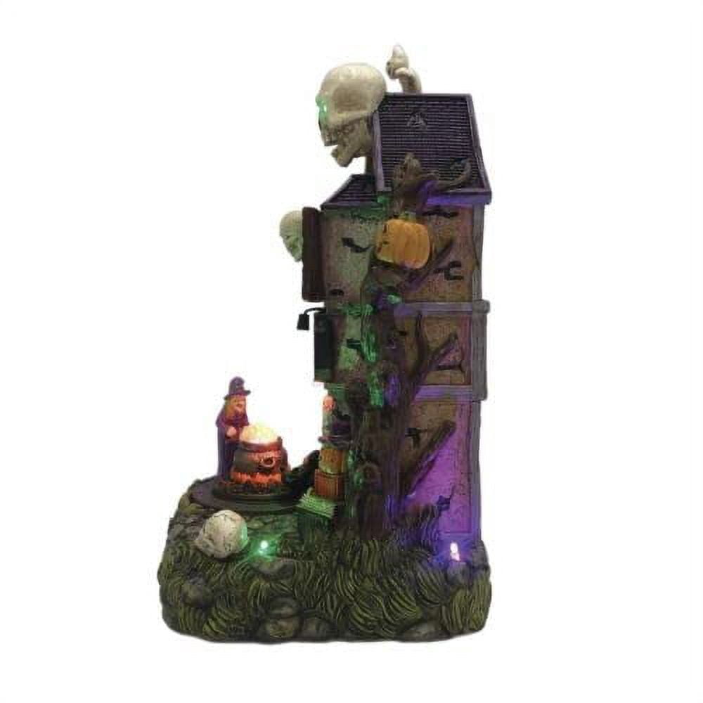 11" Animated Musical Skeleton Attack Village Building Tabletop Halloween Deco