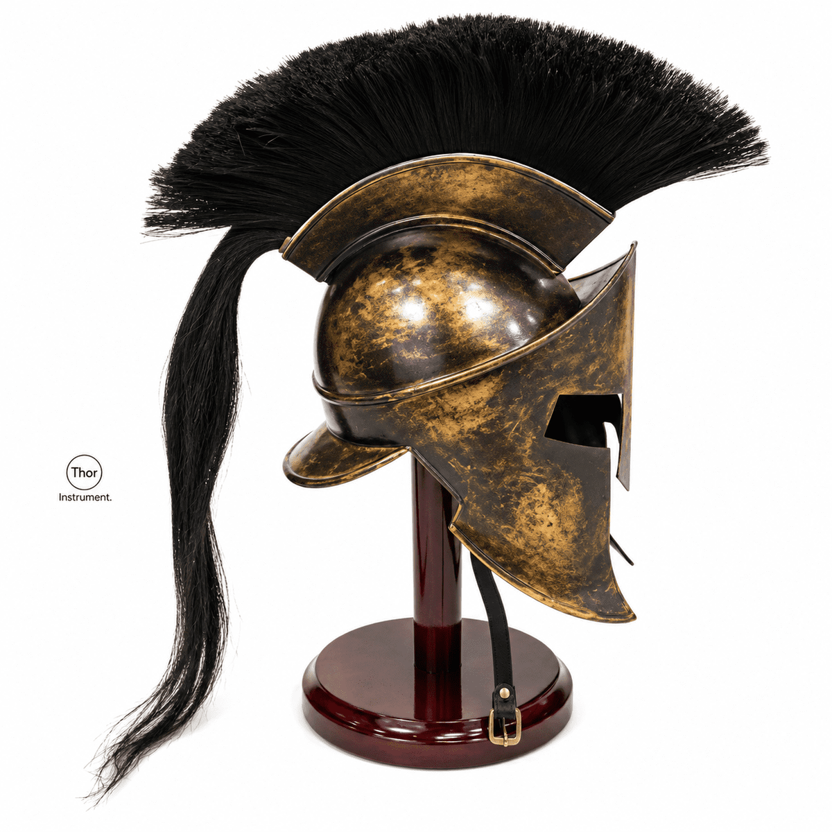 THOR INSTRUMENTS 300 Armor King Leonidas Spartan Helmet Replica With Stand Free Halloween Costume Rustic Vintage Home Decor Gifts