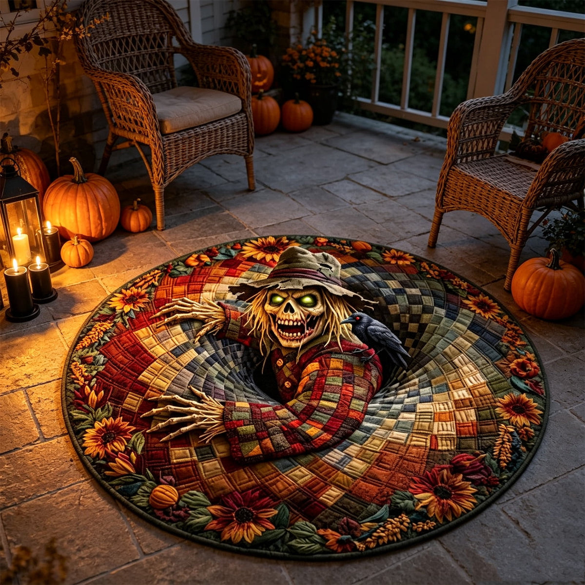 ZJNGJC 3D Circular Halloween Doormat Weird Decoration For Indoor Space Adding Whimsy Charm To Your Home Entryway Floor Mat D