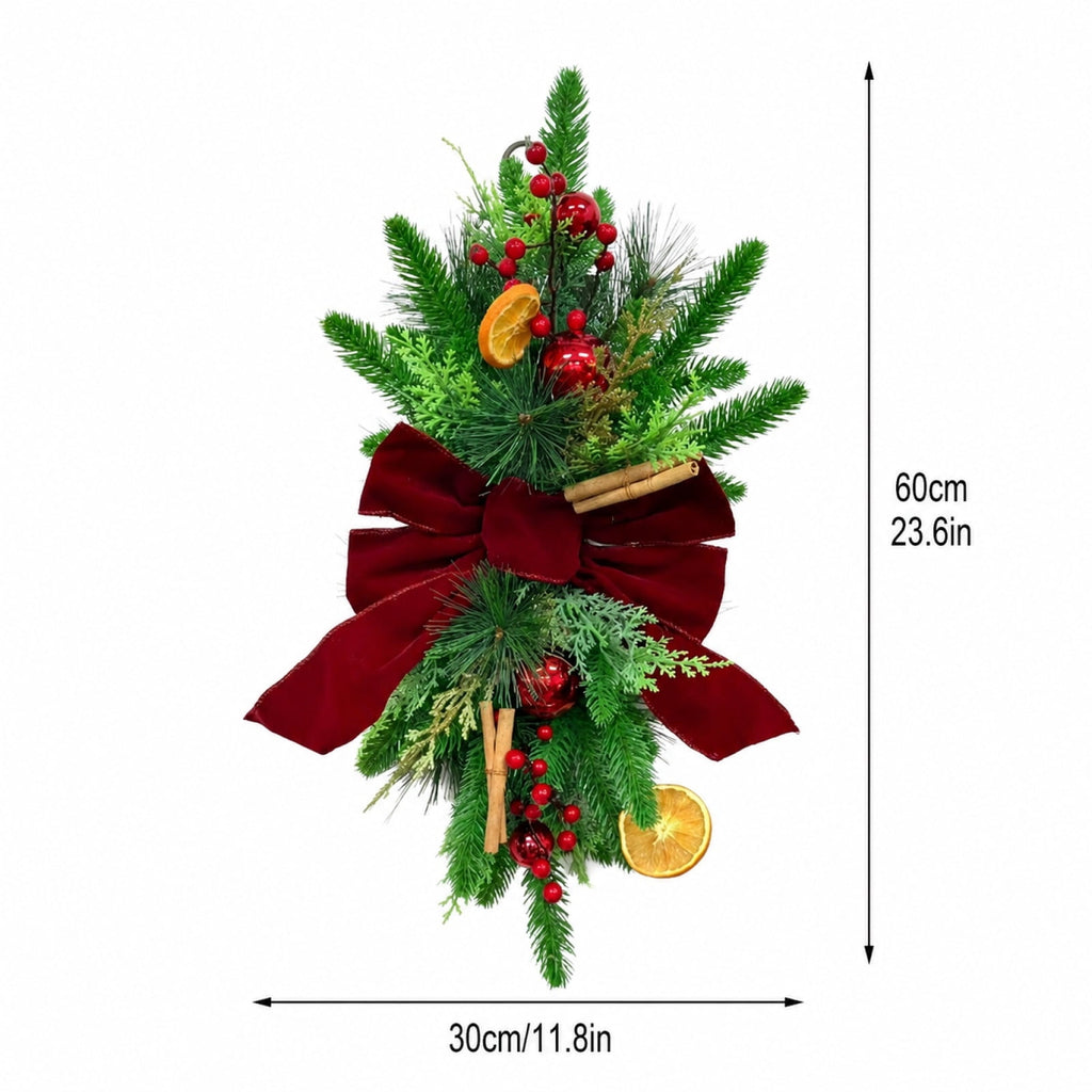 Christmas Pine Wreath, Outdoor Christmas Decorations, Xmas Door Wreath for Home, Holiday, Party, Fireplace, Mantle, Wall, Windows Decor