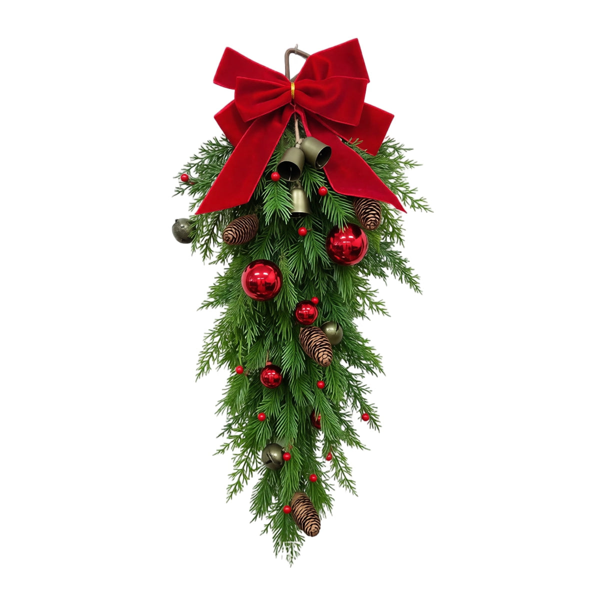 Christmas Pine Wreath, Outdoor Christmas Decorations, Xmas Door Wreath for Home, Holiday, Party, Fireplace, Mantle, Wall, Windows Decor