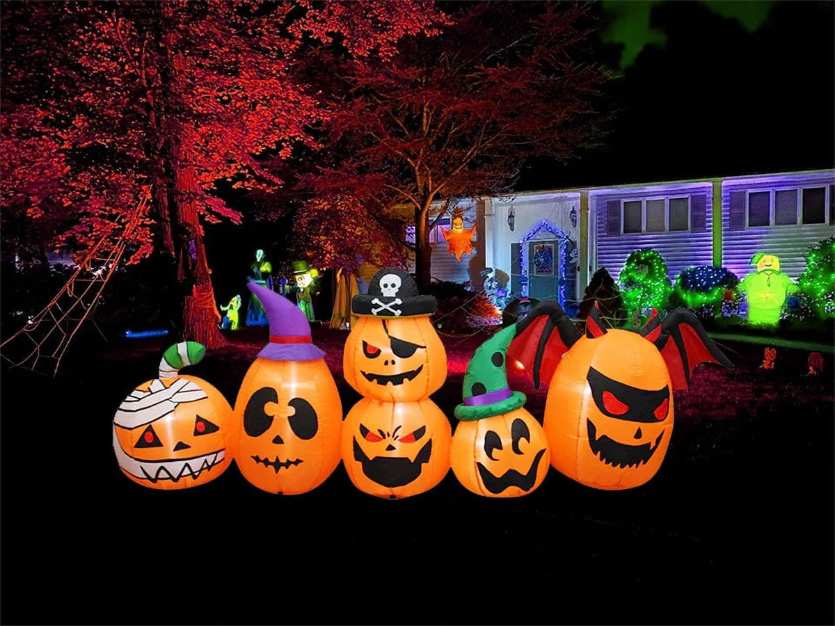 CozyBox 6FT Halloween Animated LED Inflatable Spooky Outhouse with Monster Holiday Yard Decoration