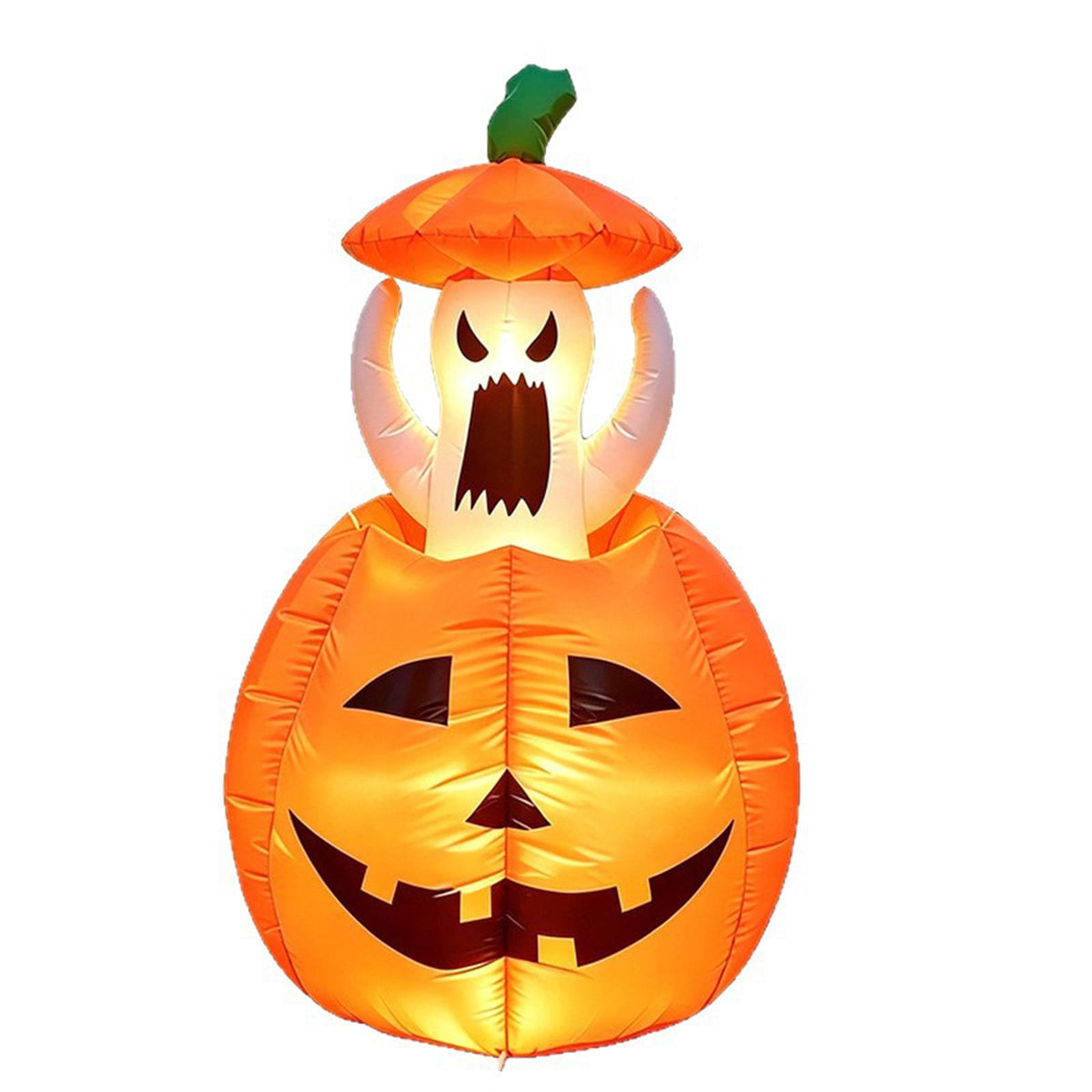 FeiBiQiuBi 4FT Halloween Inflatable Ghost Outdoor Decorations, Blow Up Yard Decorations in Pumpkin, Blow Up Ghost Inflatable with LEDs for Cute Halloween Decor