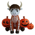 Skeleton Highland Cow with Pumpkins Airblown Yard Inflatable, Multicolor, 5', Halloween by Way To Celebrate
