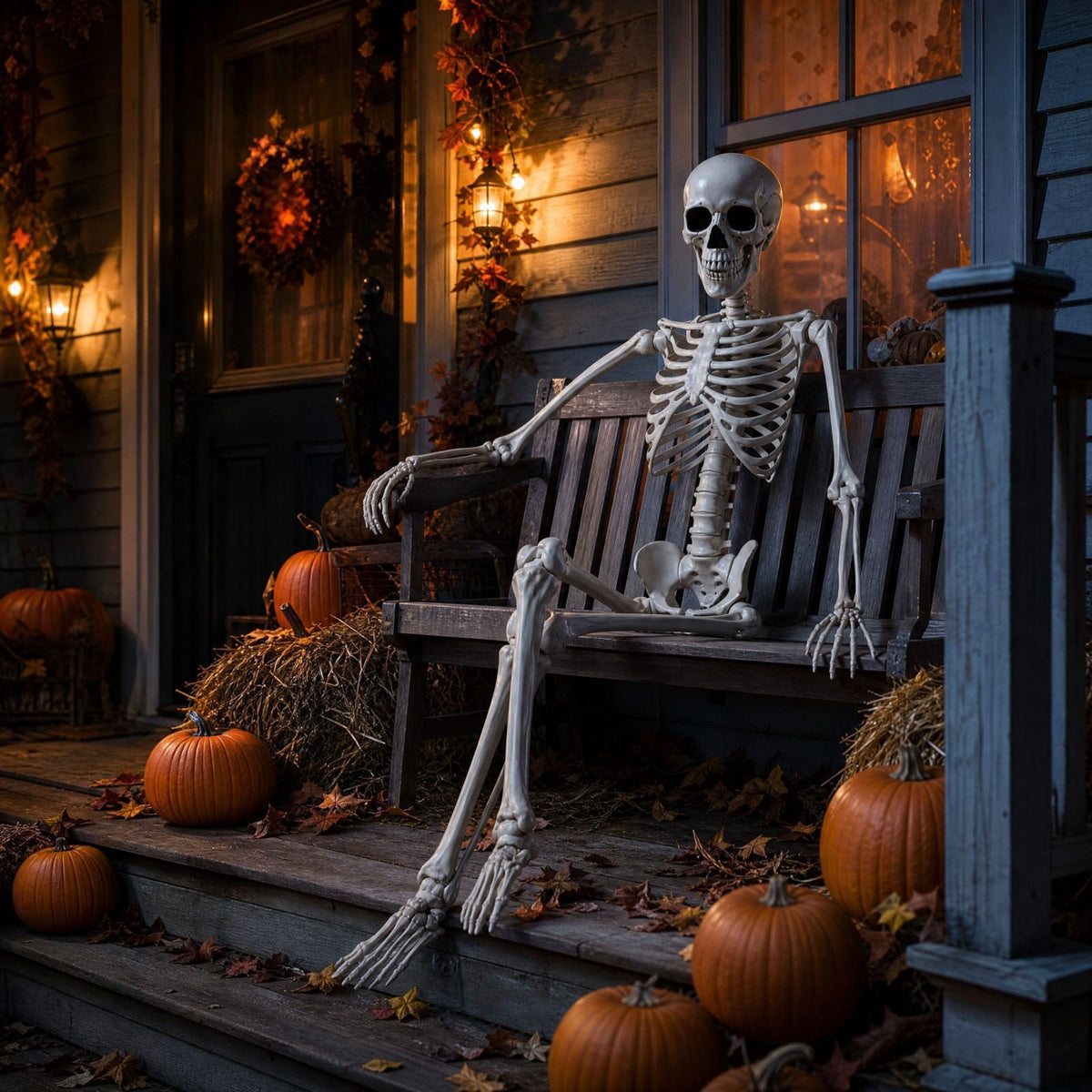 Halloween 165*39Cm Realistic Simulation Posable Skeleton Decoration 1Pc- Realistic Human Skull Model With Flexible Joints For Halloween Party And House Props