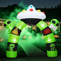 KINQUINN 10 FT Giant Halloween Inflatables Alien UFO Arch Outdoor Decorations, Blow Up Alien Archway with LED Lights, Blow Up Yard Decor for Garden, Lawn, Home, Indoor, Outside, Party, Porch