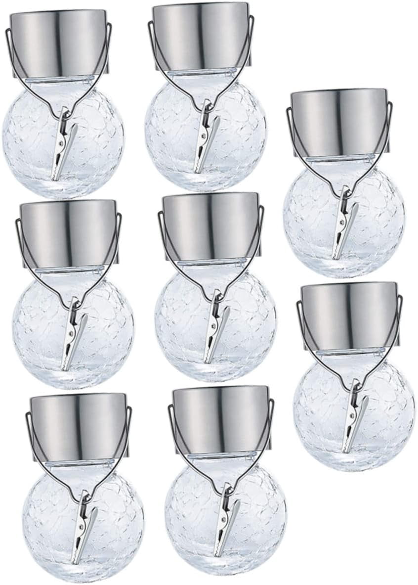 LINLIN Glass Pendant Light 8pcs Solar Lantern Outdoor Pendant Lights Lantern Chandelier Crackle Glass Globe Solar Lights Glass Solar Lights Outdoor Light Balls Hanging Crack Ball Lamp