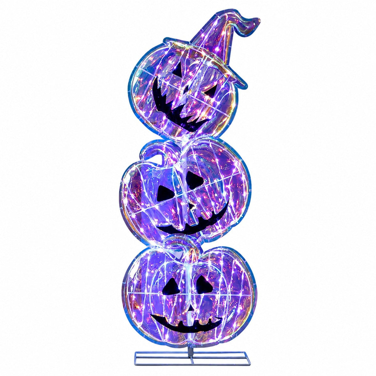 Lighted Halloween Pumpkin Stack with 150 LEDs, 3.4 ft