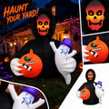 MInHoues 6 ft Halloween Inflatable Mold Ornament, Ghost Face Man Holding Pumpkin Decorative Molds, Polyester Spooky Yard Prop for Indoor Outdoor Holiday Party Home Decor