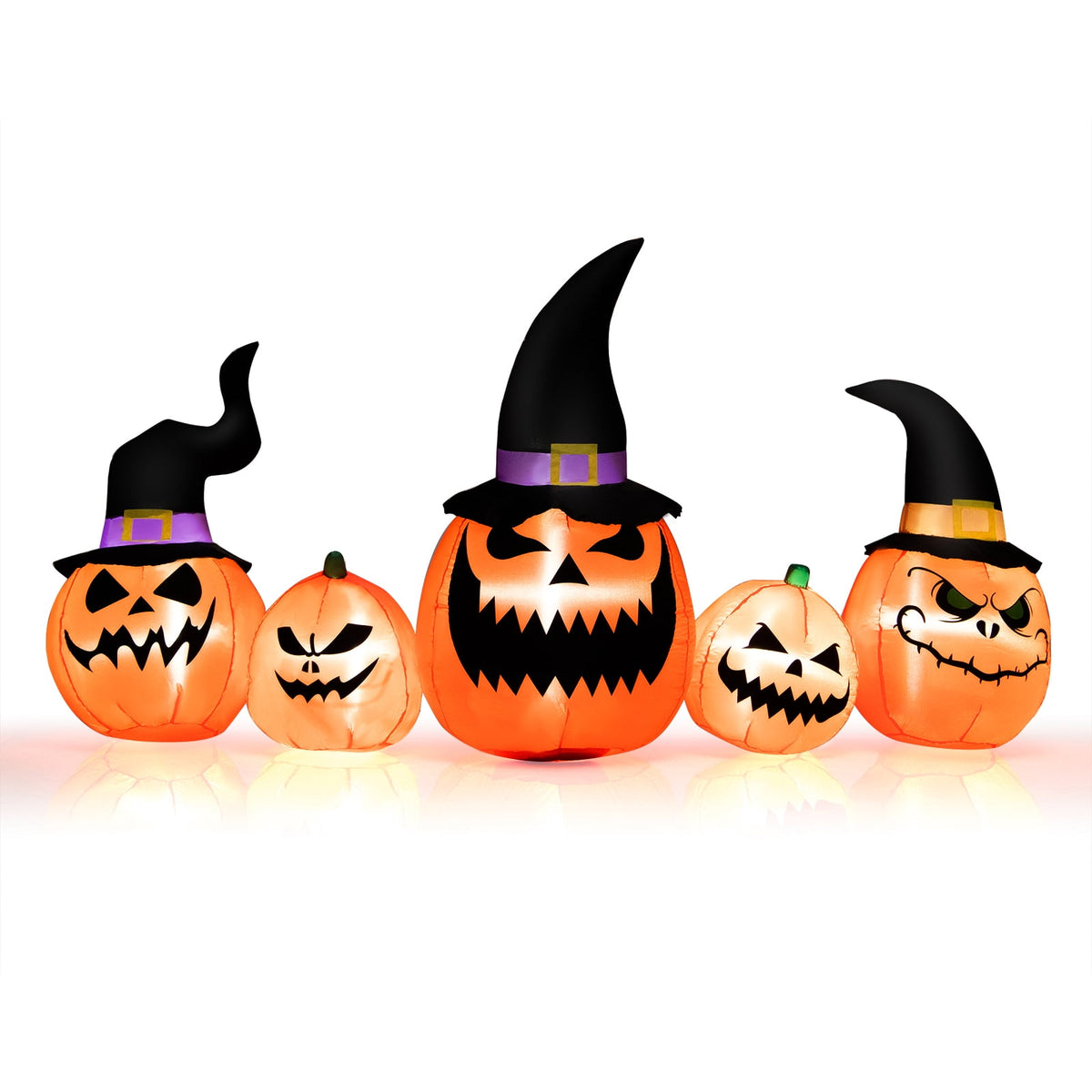 Patiojoy Long Inflatable Pumpkin Family Waterproof Halloween Yard Decoration with Built-in LED Lights Indoor & Outdoor Halloween Decor