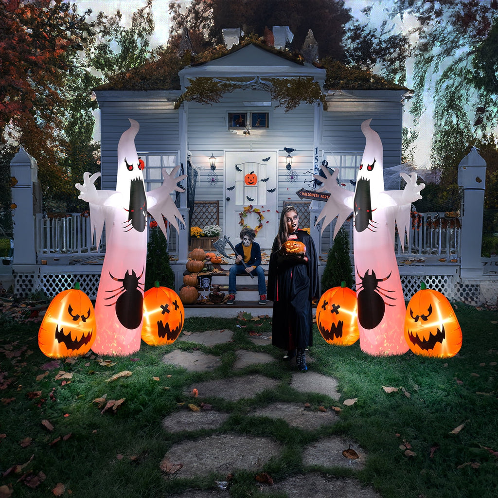 UBesGoo 12 ' Halloween Ghost & Pumpkin Outdoor Halloween Inflatables for Patio Garden Decor,1 Pcs
