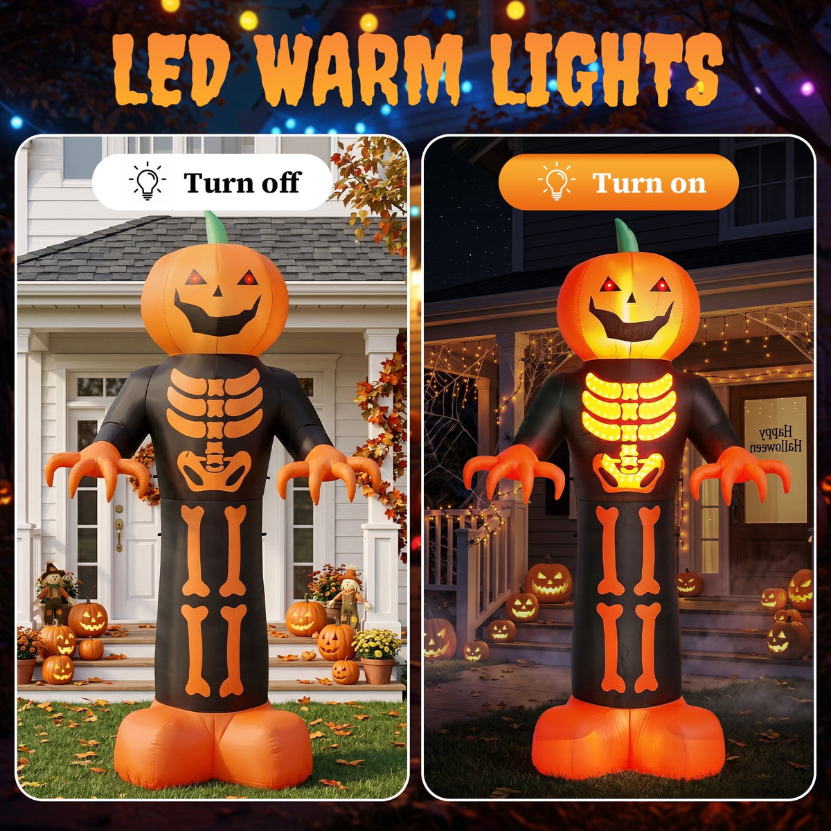 Zimtown Zimtown 12 FT Halloween Inflatable Pumpkin with 3D Glowing Skeleton Chest