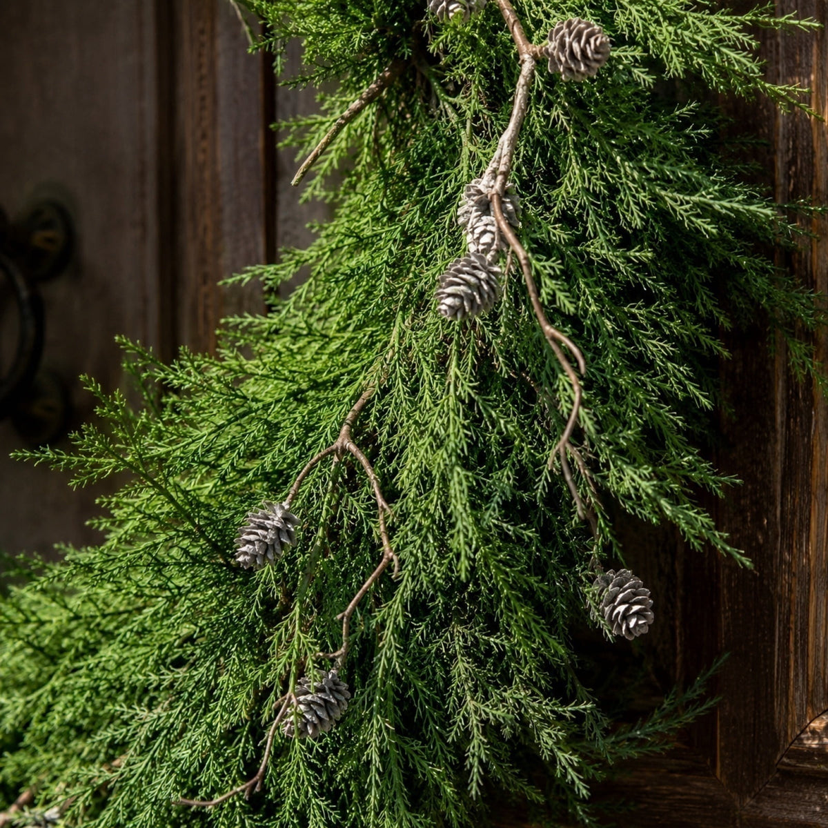 Christmas Pine Wreath, Outdoor Christmas Decorations, Xmas Door Wreath for Home, Holiday, Party, Fireplace, Mantle, Wall, Windows Decor