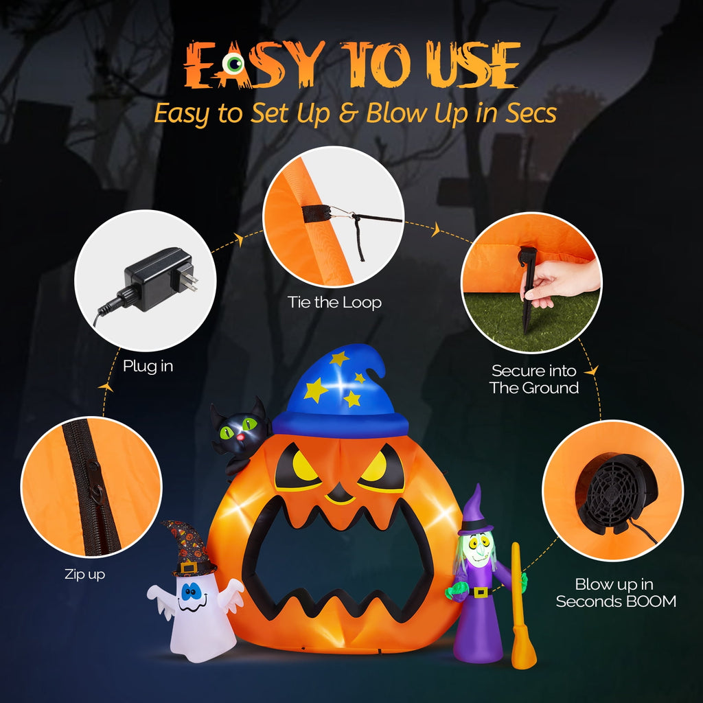 Yescom 5ft Halloween Pumpkins,Stacked Foldable,Jack O Lantern,LED Lights Party Outdoor Decorations 2026
