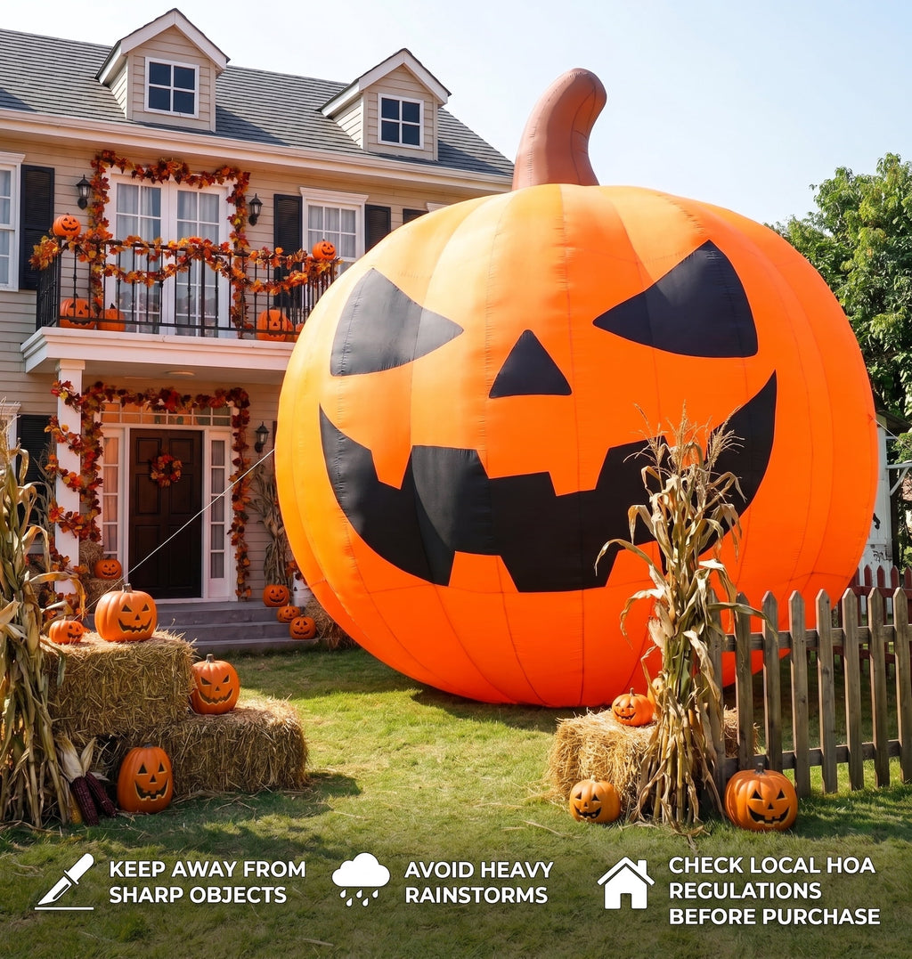 BPMIO 20FT Halloween Giant Inflatable Pumpkin Outdoor Yard Decoration with 550W Blower, 420D Oxford UL-Certified LED Light for Garden Commercial Party