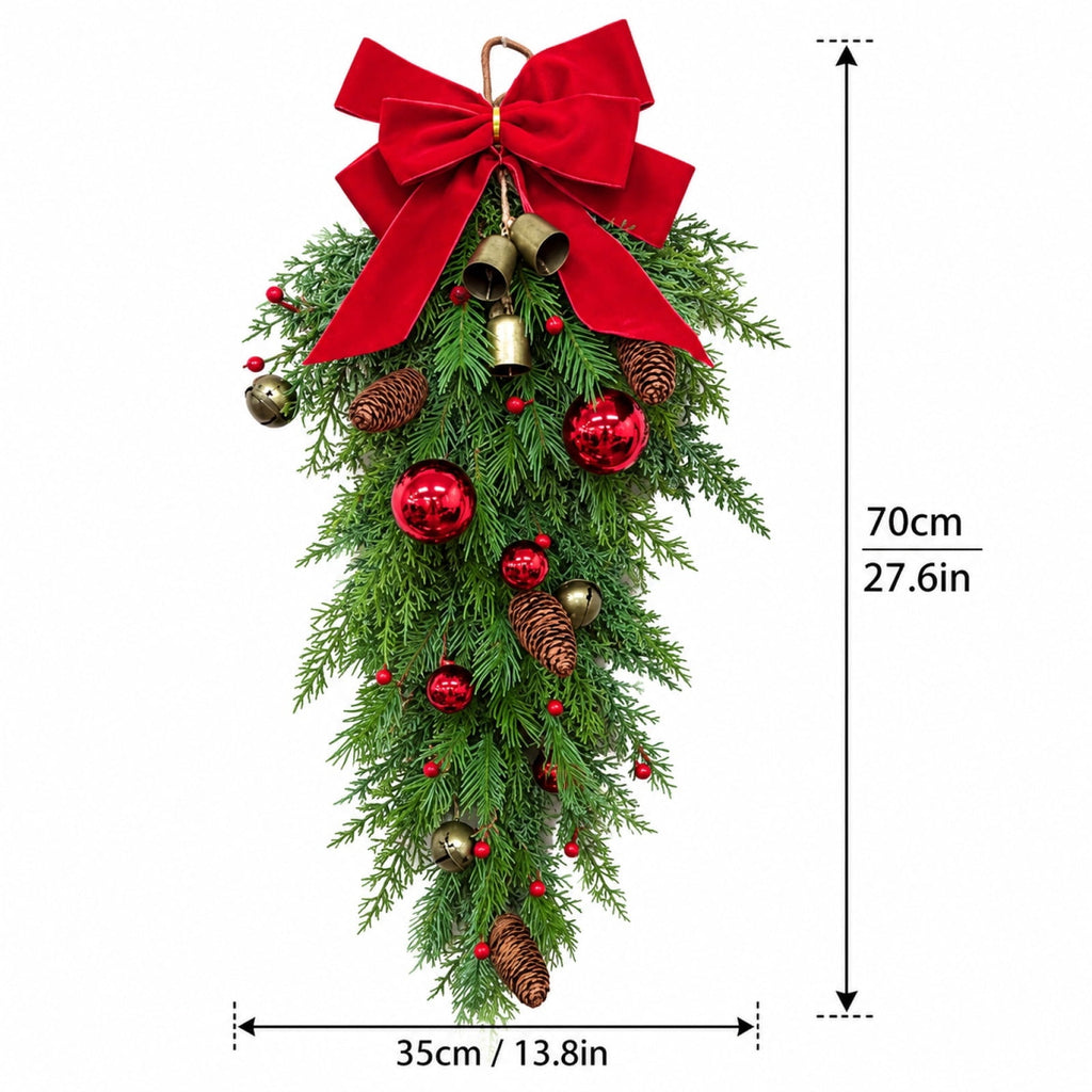 Christmas Pine Wreath, Outdoor Christmas Decorations, Xmas Door Wreath for Home, Holiday, Party, Fireplace, Mantle, Wall, Windows Decor