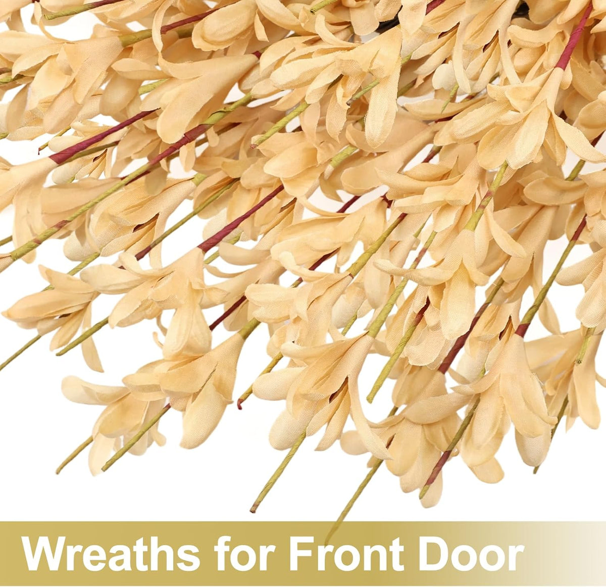 26 Inch Realistic Fall Wreaths for Front Door Outside Autumn Wreath Outdoor Indoors Fall Decorations for Home Thanksgiving Halloween Holiday Decorations Clearance for Wall Porch Door (Wheat)