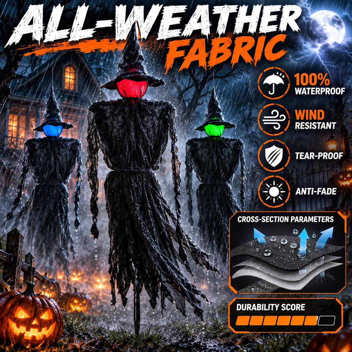 Lighted Halloween Witches RGB Yard Stakes 3 Pack 63 Inch