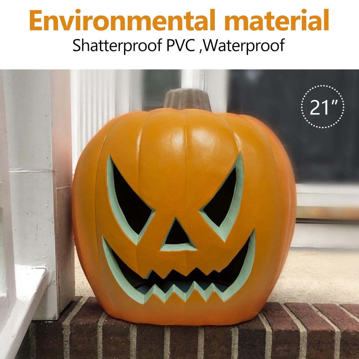 StarQualityBargain 21 inch Light Up Jack O Lantern, Pre-Lit Halloween Pumpkin Decoration for Indoor Outdoor Porch Yard and Party