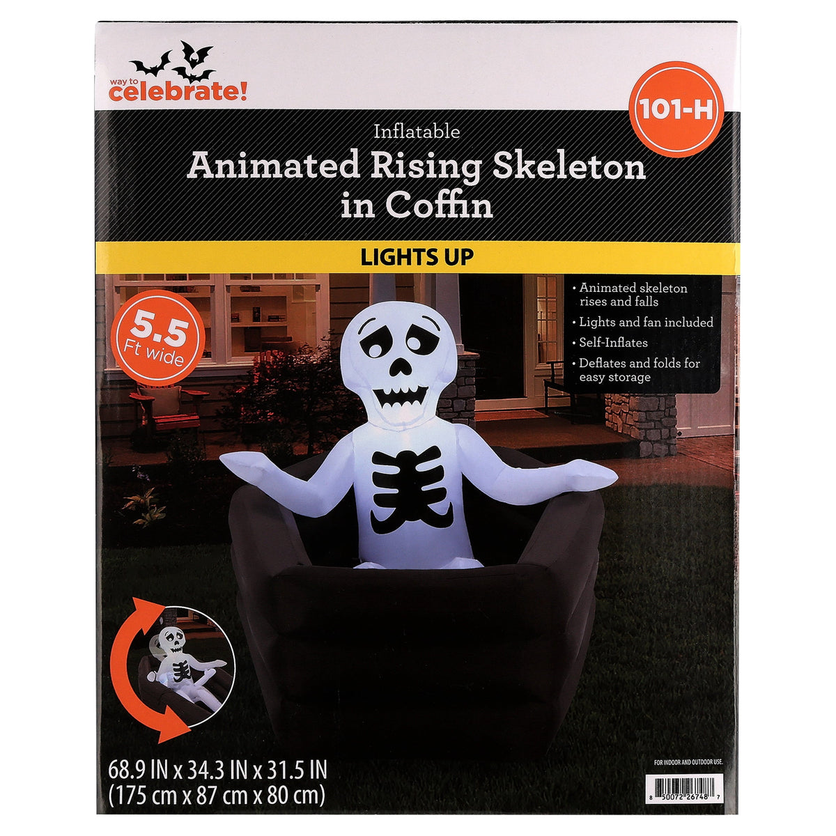 Animated Rising Skeleton in Coffin Airblown Yard Inflatable, Multicolor, 5.5', Halloween by Way To Celebrate