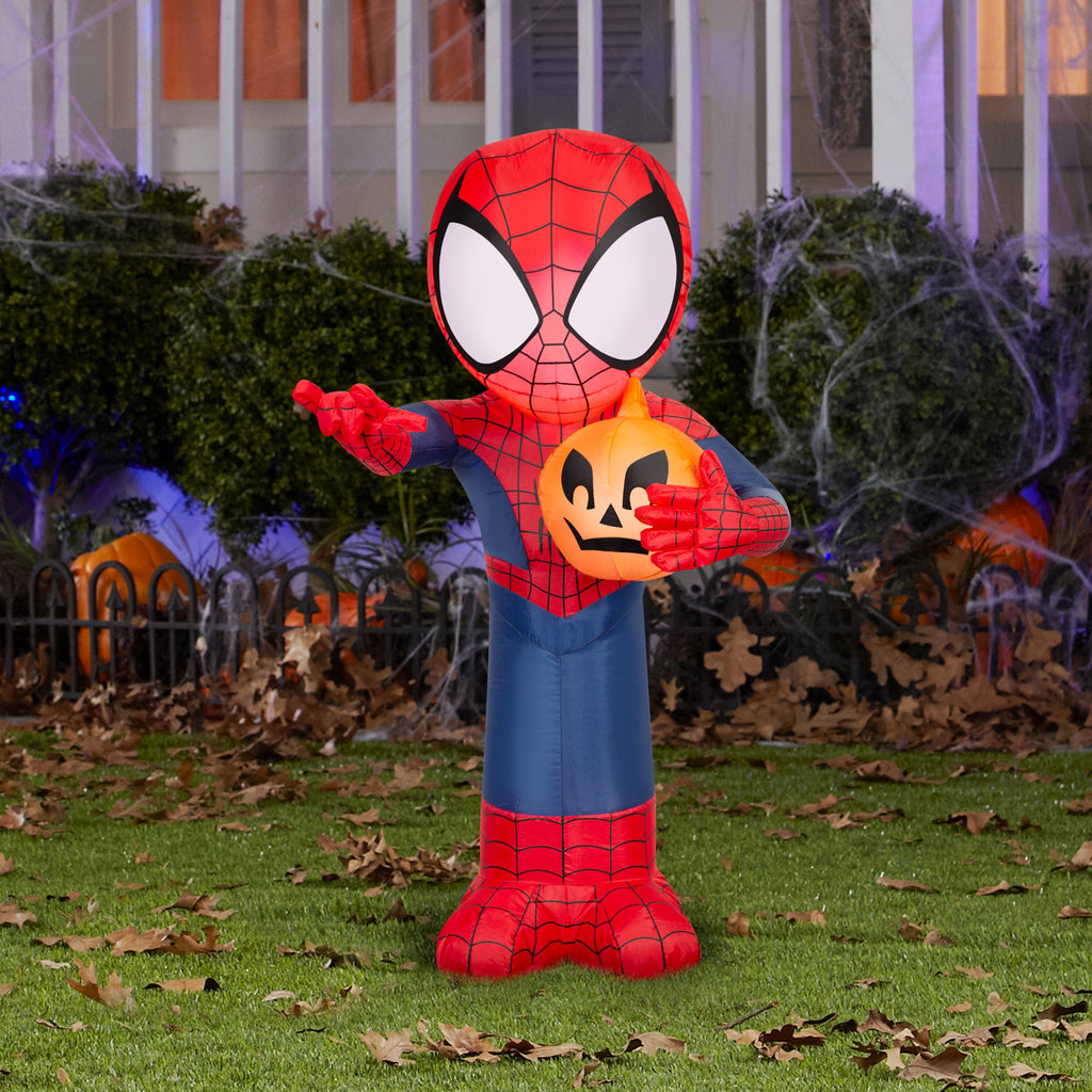 Gemmy Airblown Inflatable Halloween Spider Man Marvel, 3.5 ft Tall, Multicolored