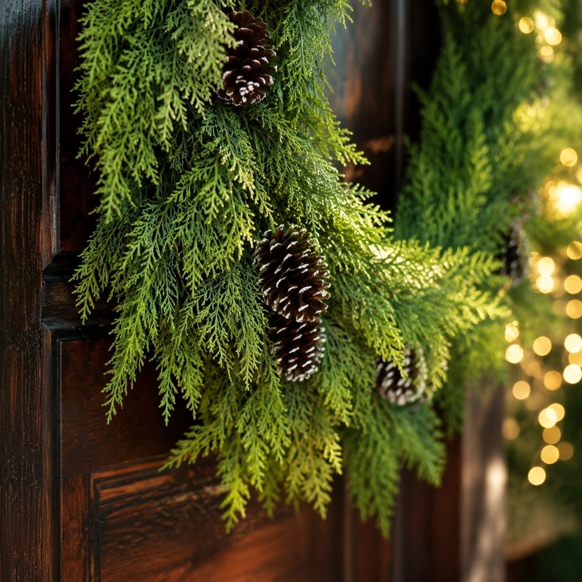 Christmas Pine Wreath, Outdoor Christmas Decorations, Xmas Door Wreath for Home, Holiday, Party, Fireplace, Mantle, Wall, Windows Decor