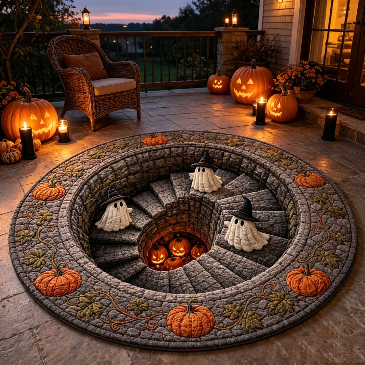 ZJNGJC 3D Circular Halloween Doormat Whimsy Charm Decoration For Your Indoor Space Weird And Unique Entryway Rug D