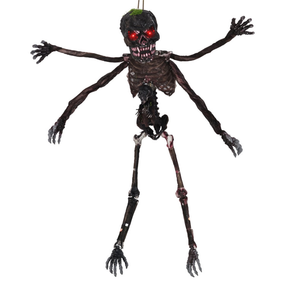 6ft Sound-Activated Halloween Skeleton Outdoor Decor with Flashing Red Eyes